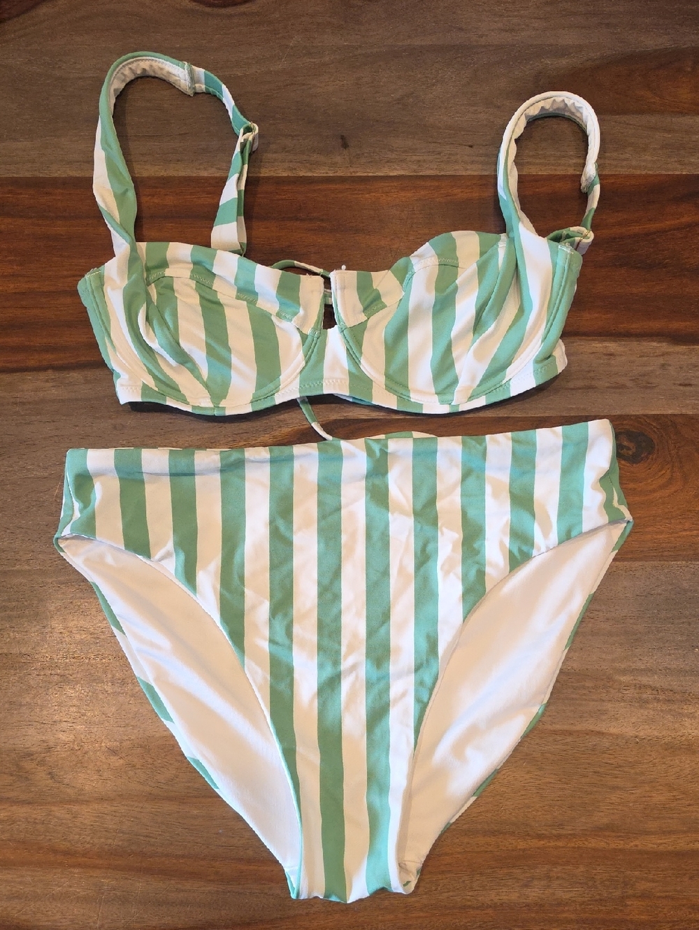 Victoria's Secret Mint Green and White Striped Bikini